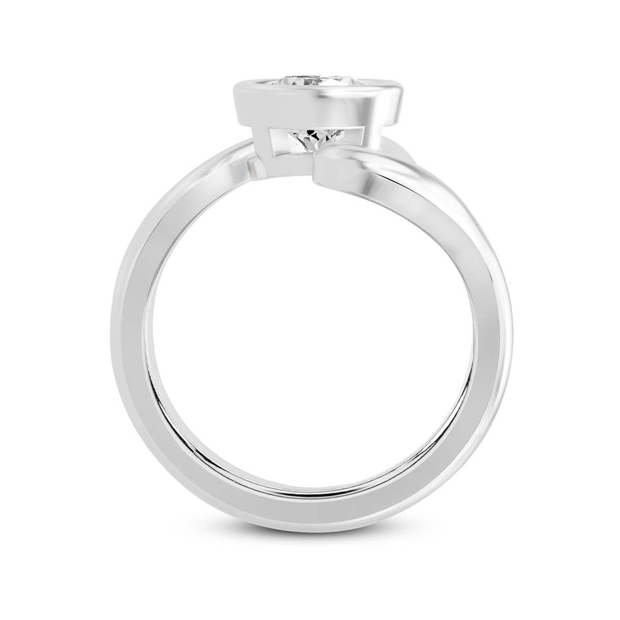 14kt White Gold Vera Bezel Crest Lab Diamond Ring side right image one