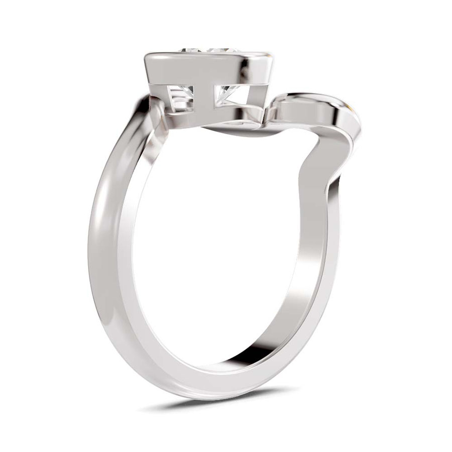 14kt White Gold Vera Bezel Crest Lab Diamond Ring standing product image one