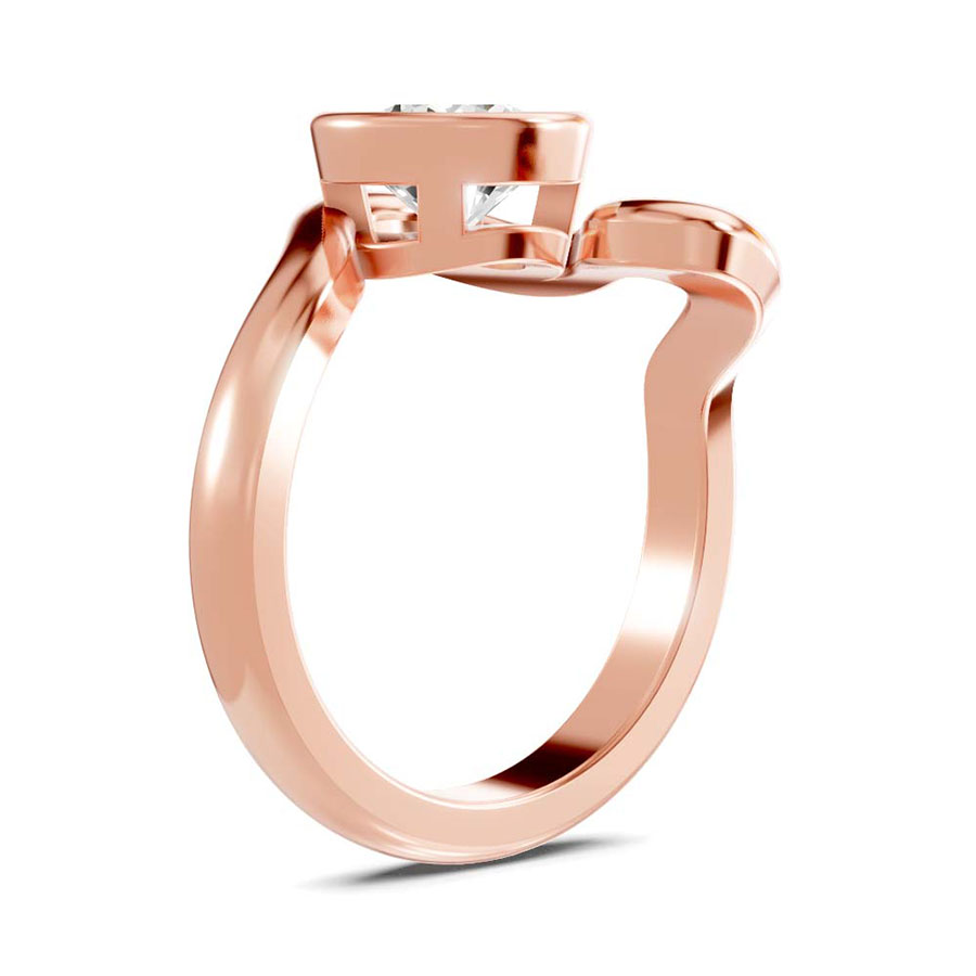 18kt Rose Gold Vera Bezel Crest Lab Diamond Ring standing product image one
