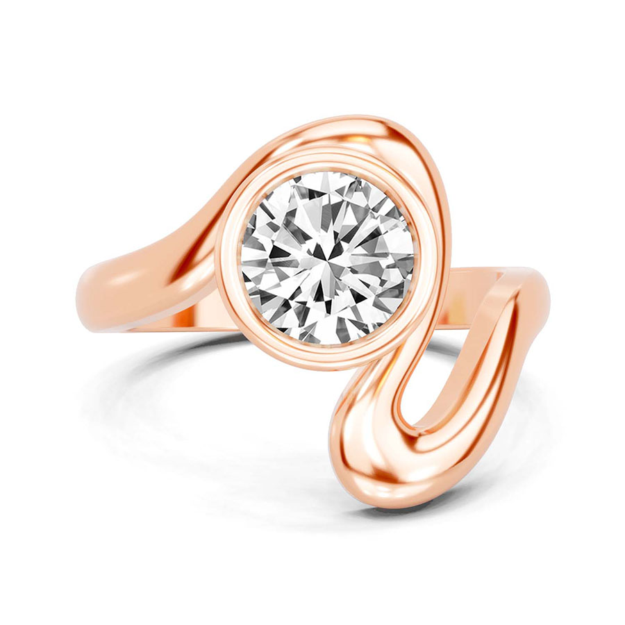 18kt Rose Gold Vera Bezel Crest Lab Diamond Ring front image