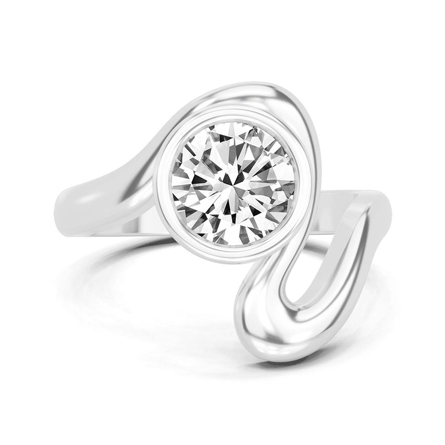 14kt White Gold Vera Bezel Crest Lab Diamond Ring front image