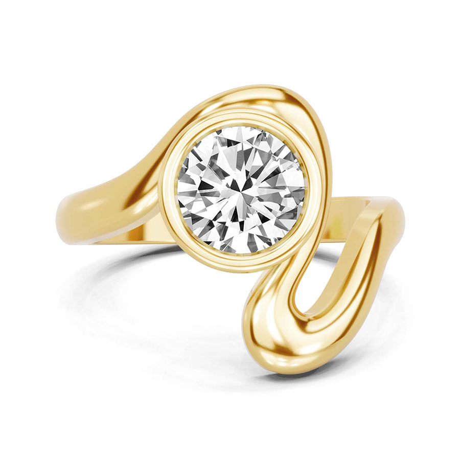10kt Yellow Gold Vera Bezel Crest Lab Diamond Ring front image