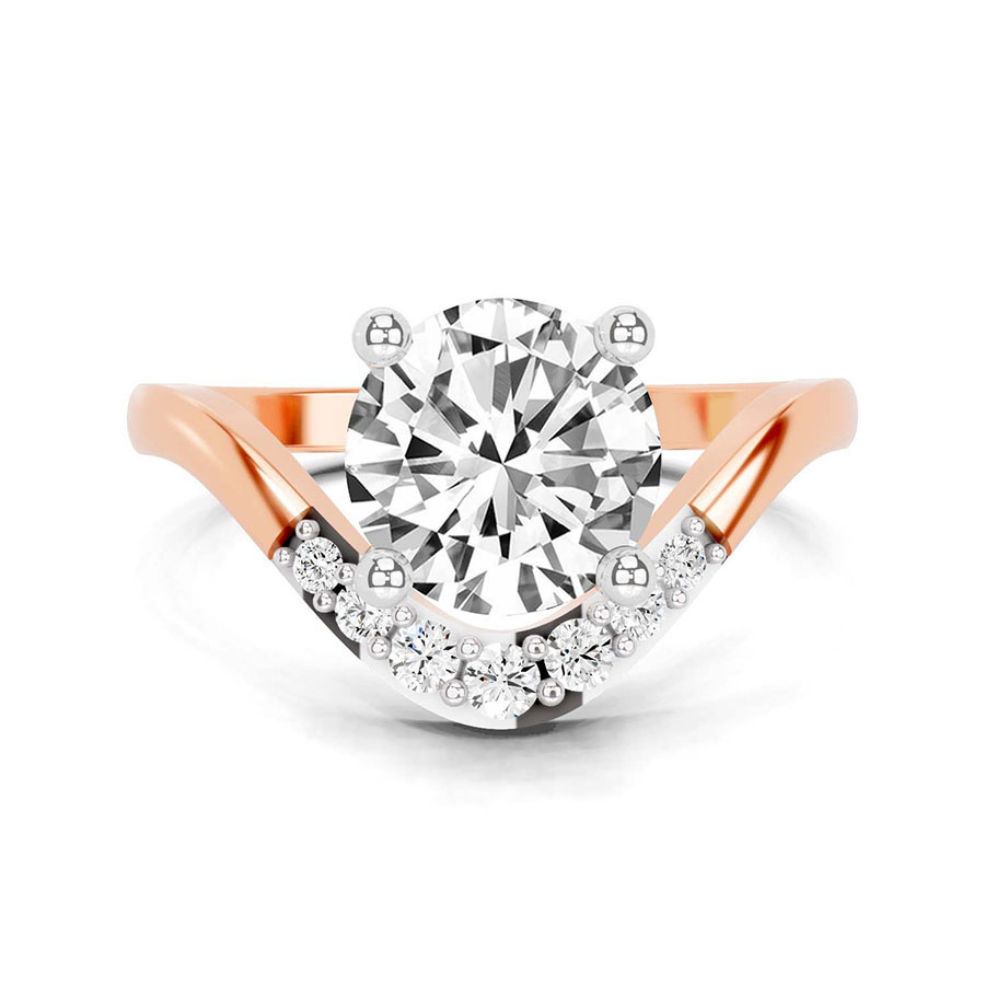 10kt Rose Gold Curved Crest Lab Diamond Ring front image