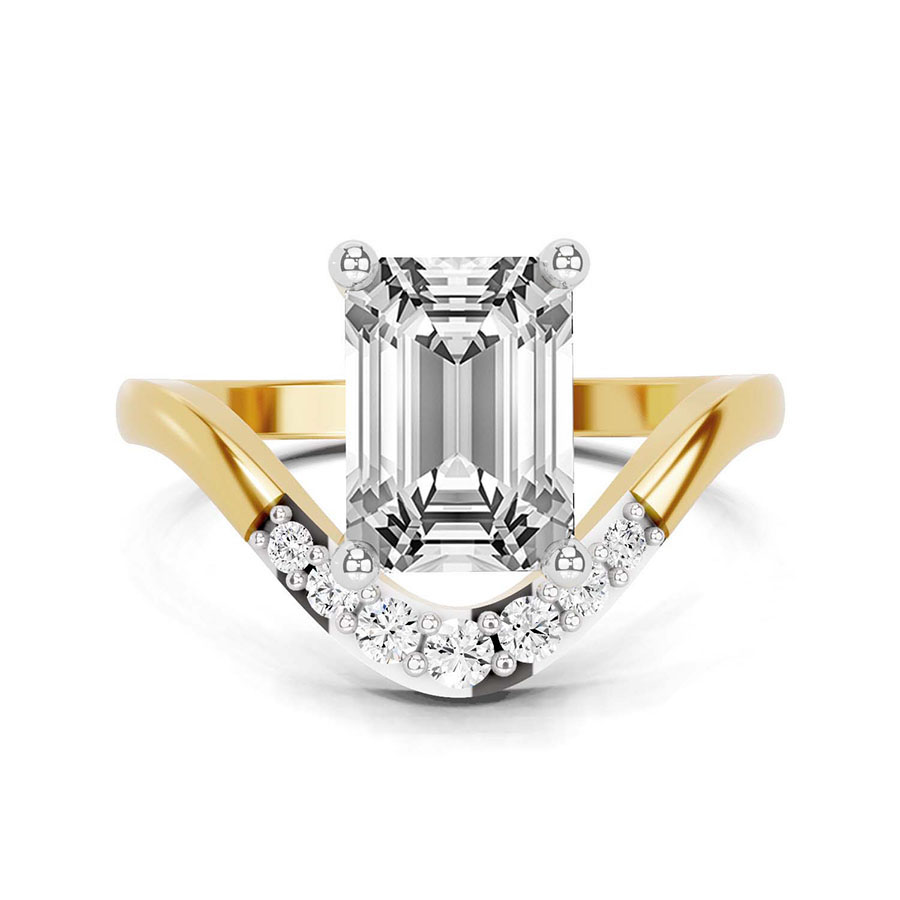 9Ct Yellow Gold Curved Crest Lab Diamond Ring front image