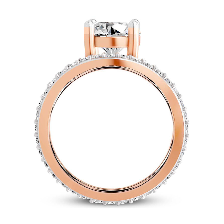 10kt Rose Gold Pave Crest Lab Diamond Ring side right image one
