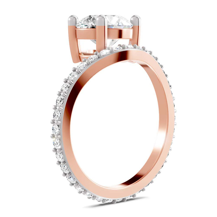 10kt Rose Gold Pave Crest Lab Diamond Ring standing product image one