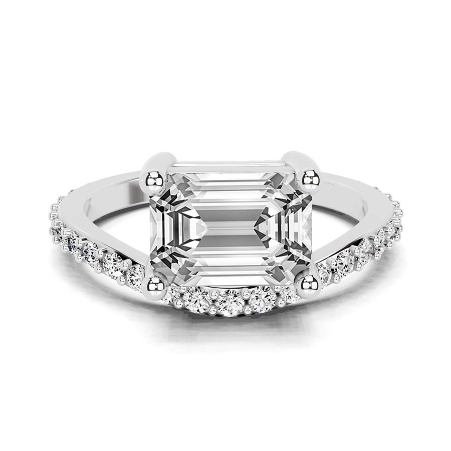 9Ct White Gold Pave Crest Lab Diamond Ring front image