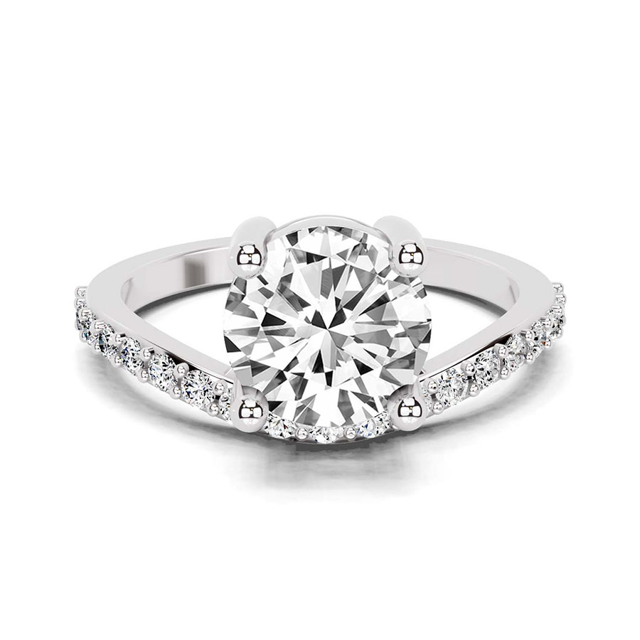 10kt White Gold Half Pave Crest Lab Diamond Ring front image