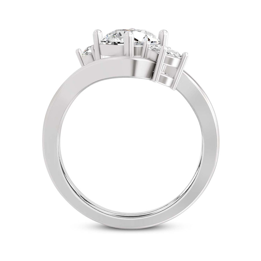 Platinum Three Stone Crest Lab Diamond Ring side right image one
