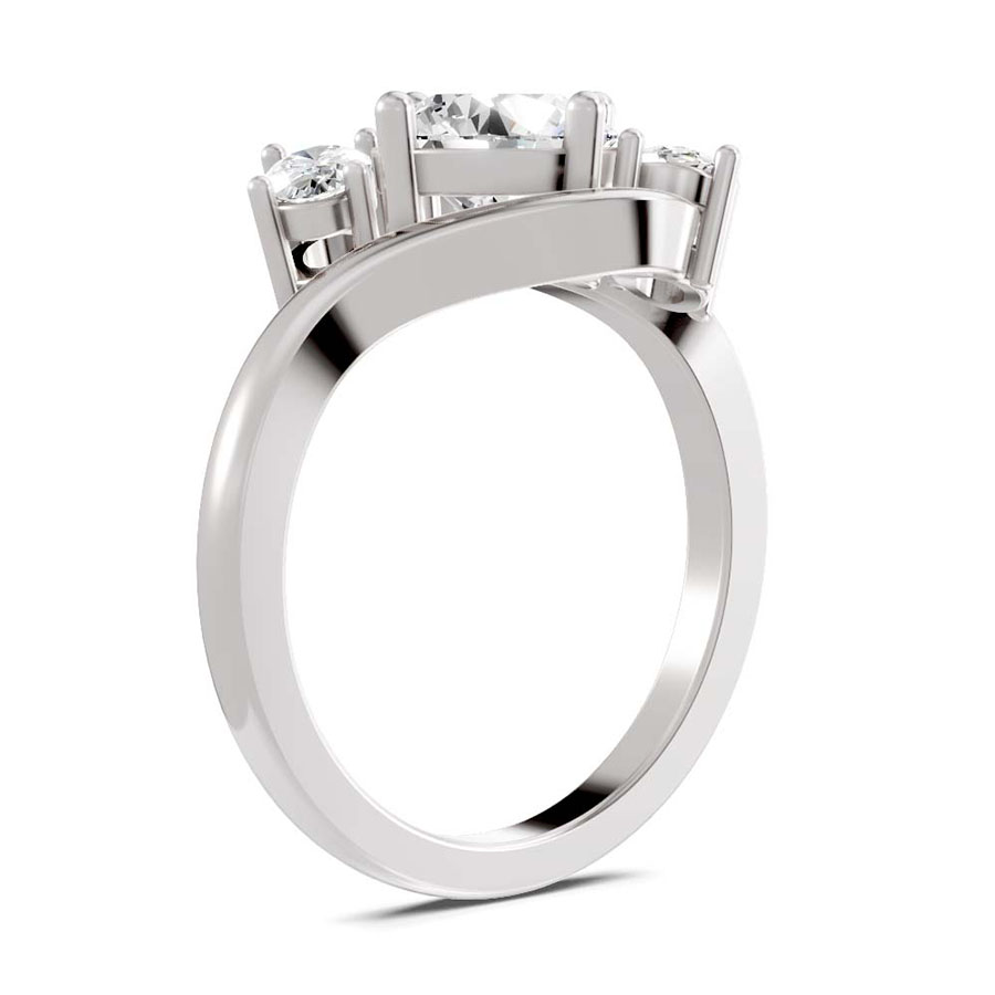 Platinum Three Stone Crest Lab Diamond Ring standing product image one