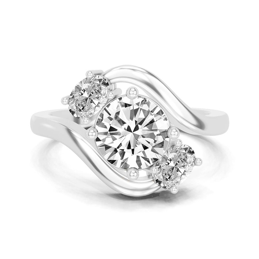 Platinum Three Stone Crest Lab Diamond Ring front image