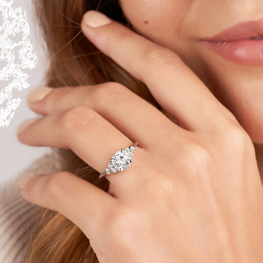 Amore Side Stone Diamond Ring Model View