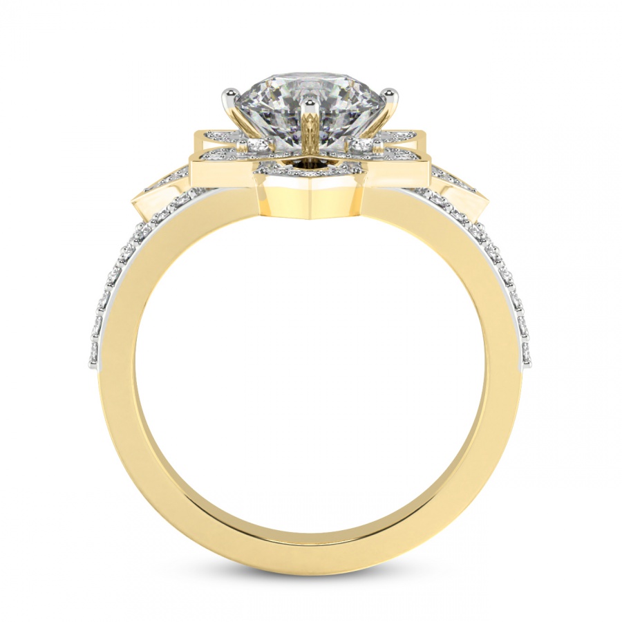 14kt Yellow Gold Indigo Vintage Lab Diamond Ring side right image one
