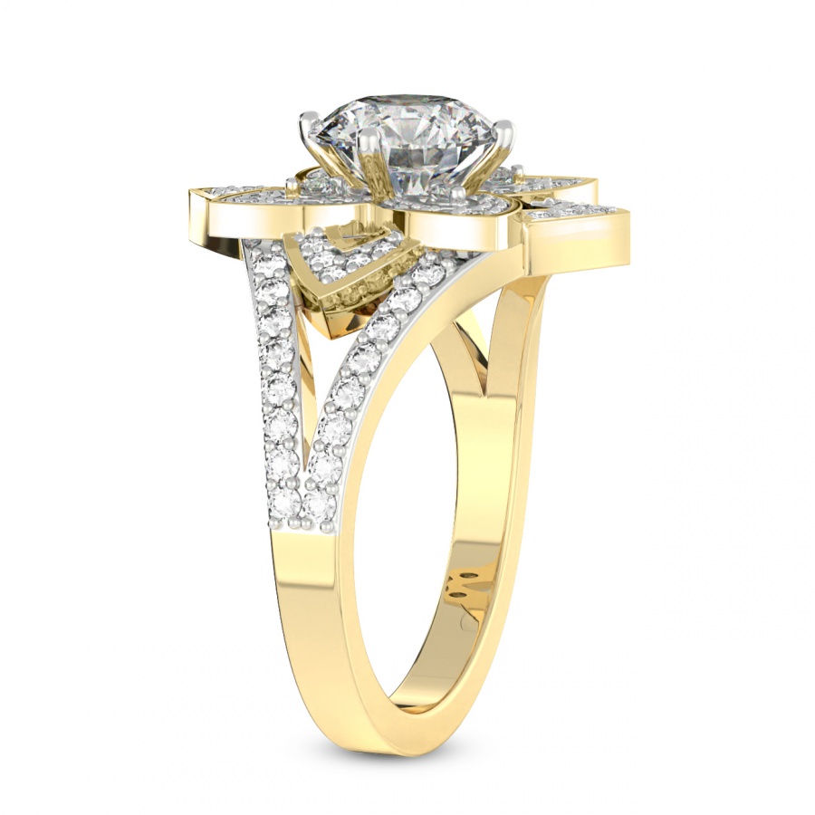 14kt Yellow Gold Indigo Vintage Lab Diamond Ring standing product image one