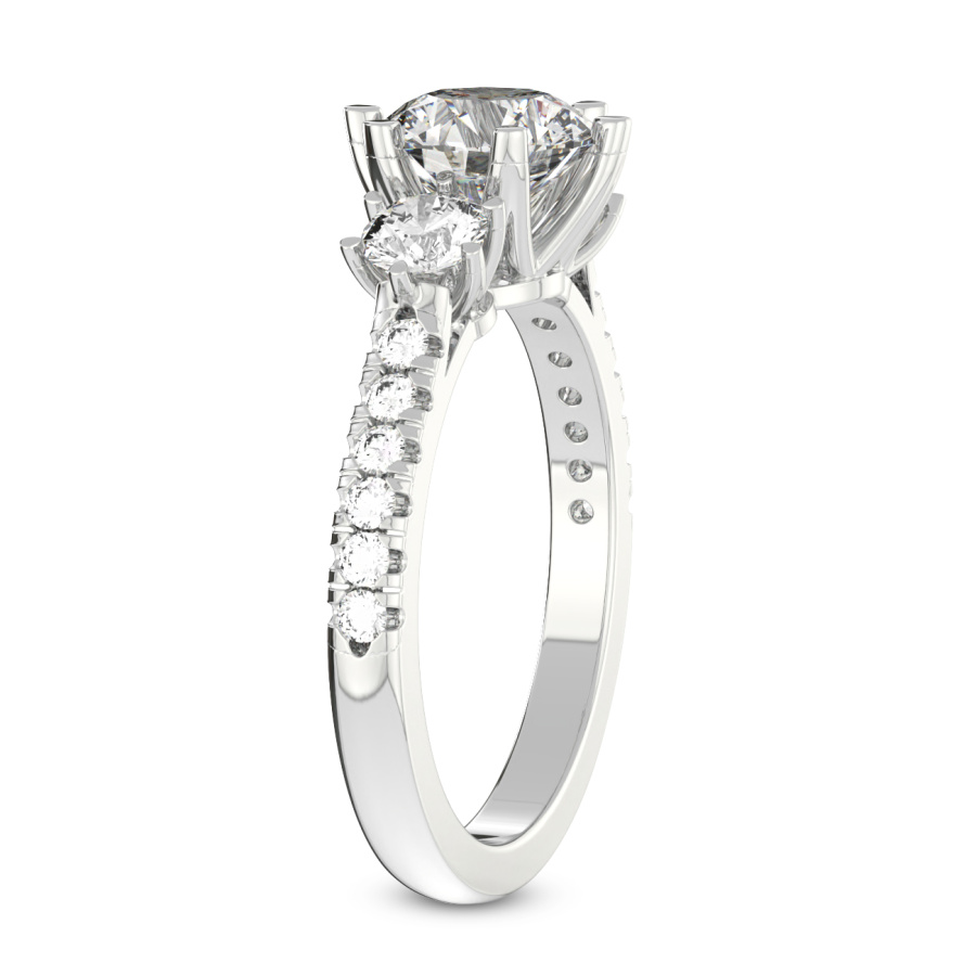 14kt White Gold Tiara Three Stone Diamond Ring