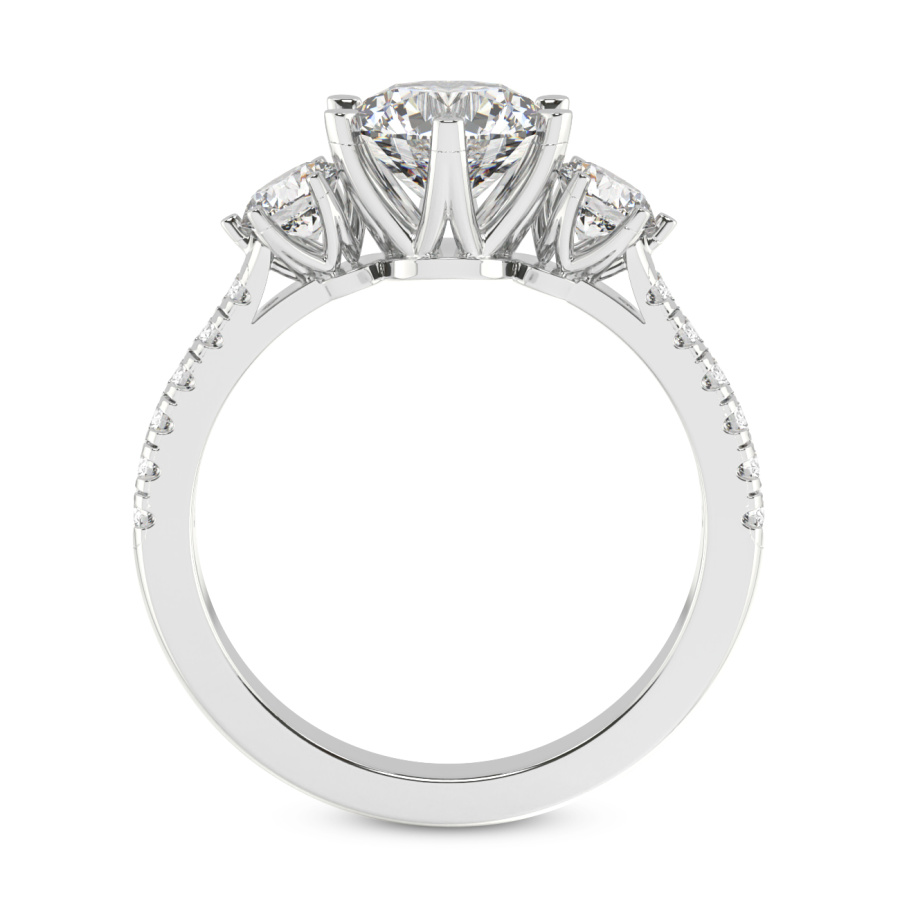Platinum Tiara Three stone Lab Diamond Ring side right image one