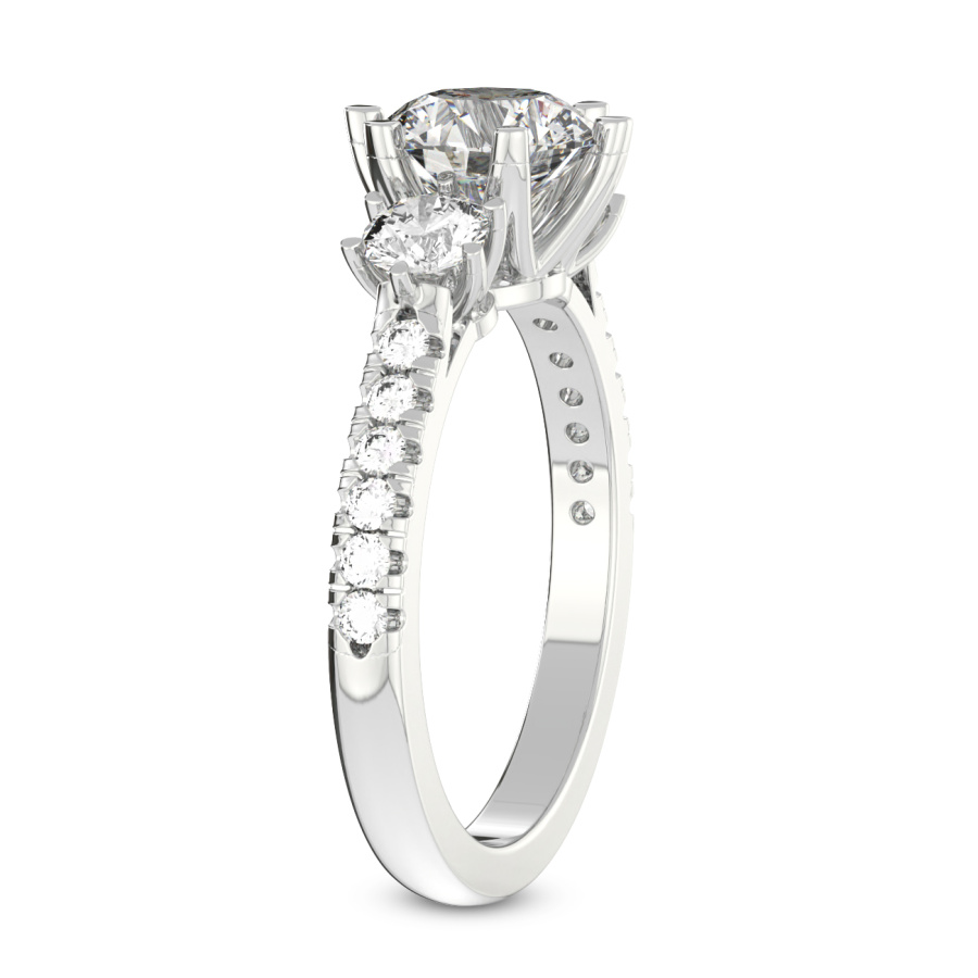 Platinum Tiara Three stone Lab Diamond Ring standing product image one