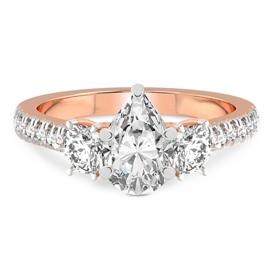 Tiara Three stone Lab Diamond Ring front view