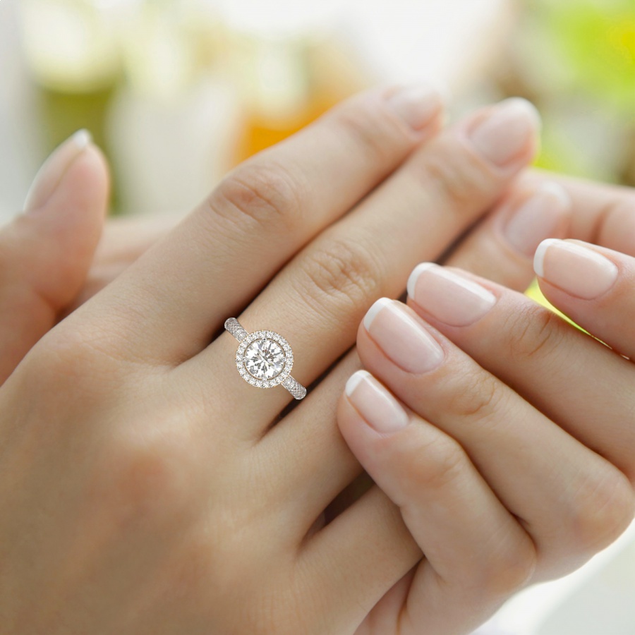 Kathrine Halo Diamond Ring Model View
