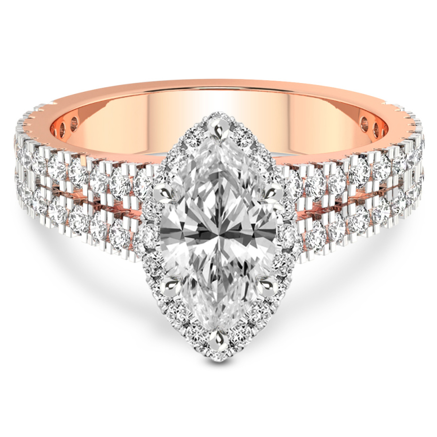 2.73 ct. marquise Luna Halo Ring in 18kt rose gold front image