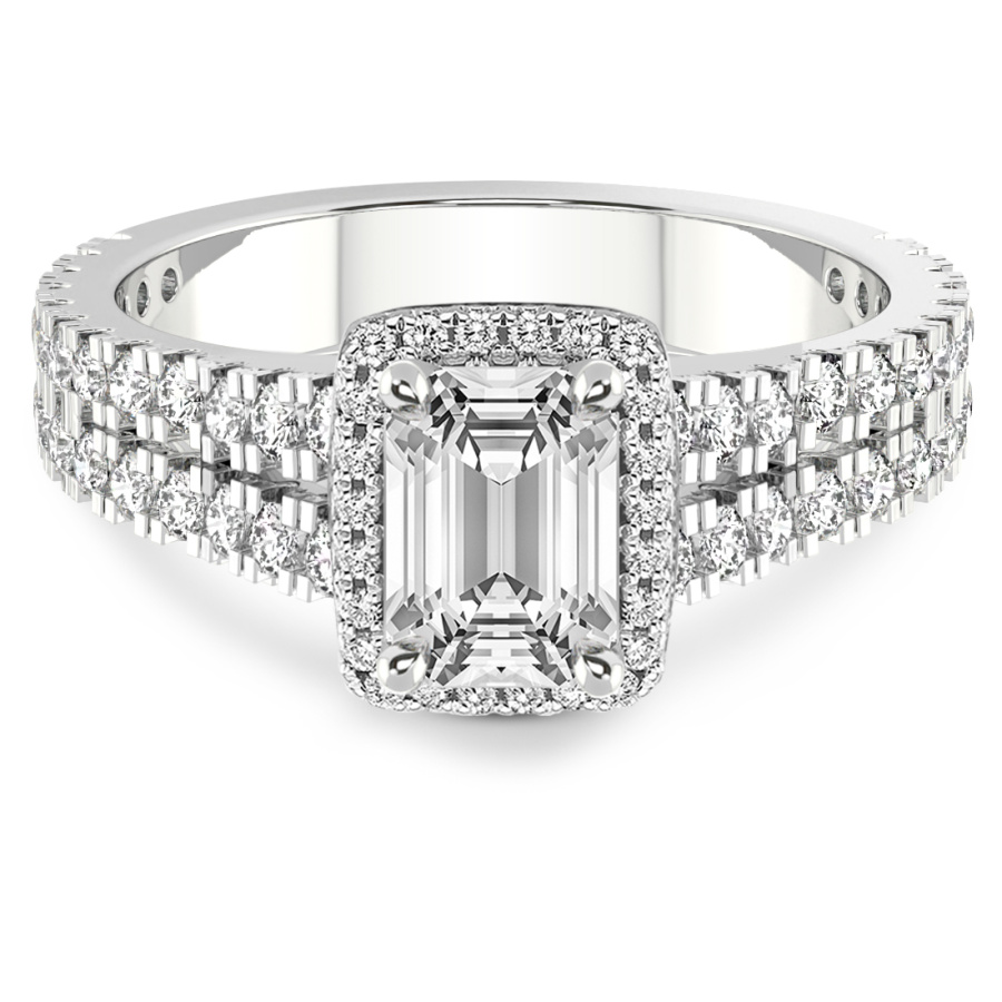 Luna Split Shank Halo Diamond Ring