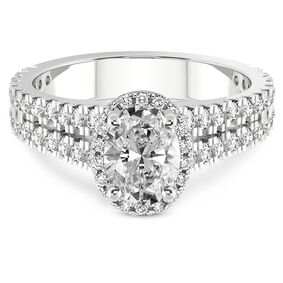 Luna Split Shank Halo Diamond Ring