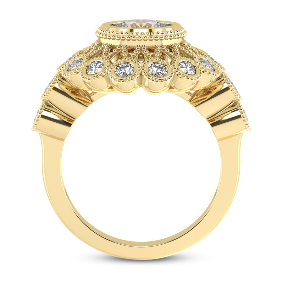 14kt Yellow Gold Bloom Vintage Halo Lab Diamond Ring side right image one