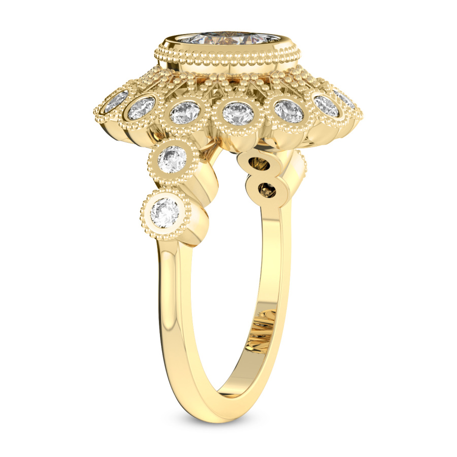 14kt Yellow Gold Bloom Vintage Halo Lab Diamond Ring standing product image one