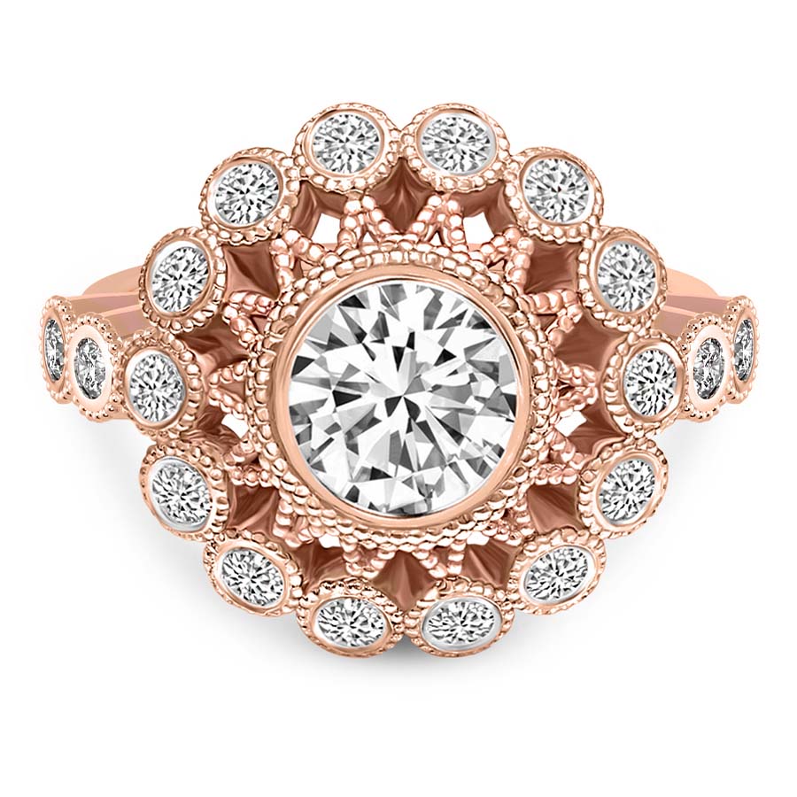 Bloom Vintage Halo Diamond Ring Front View