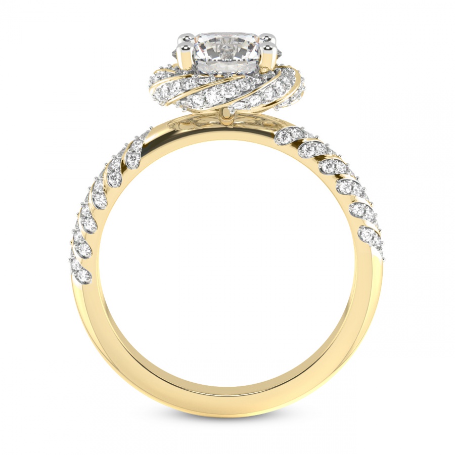 Entwined Love Halo Diamond Ring Side View