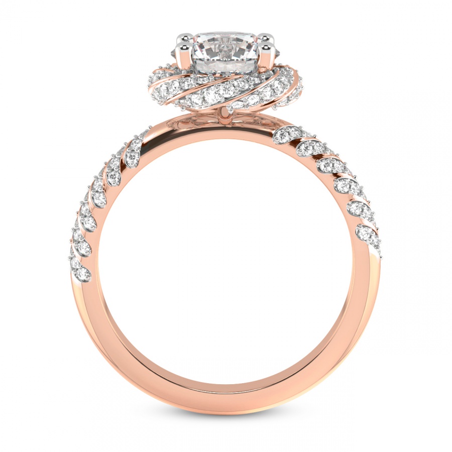 Entwined Love Halo Diamond Ring Side View