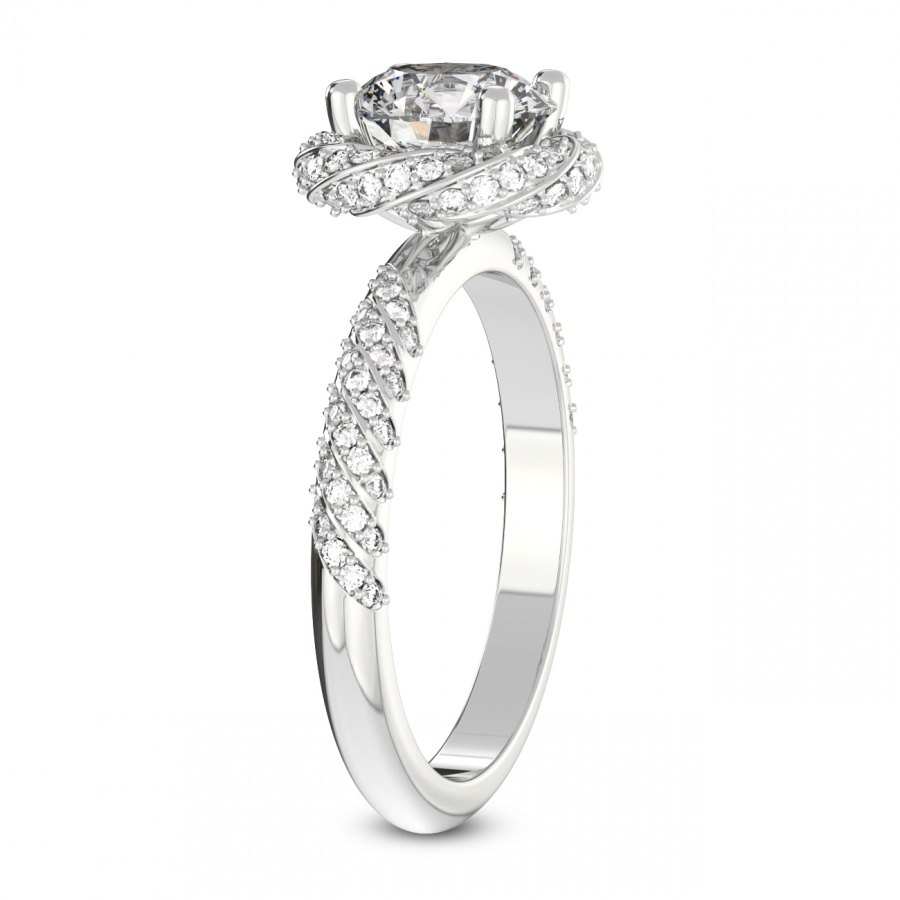 Entwined Love Halo Diamond Ring Side Left View