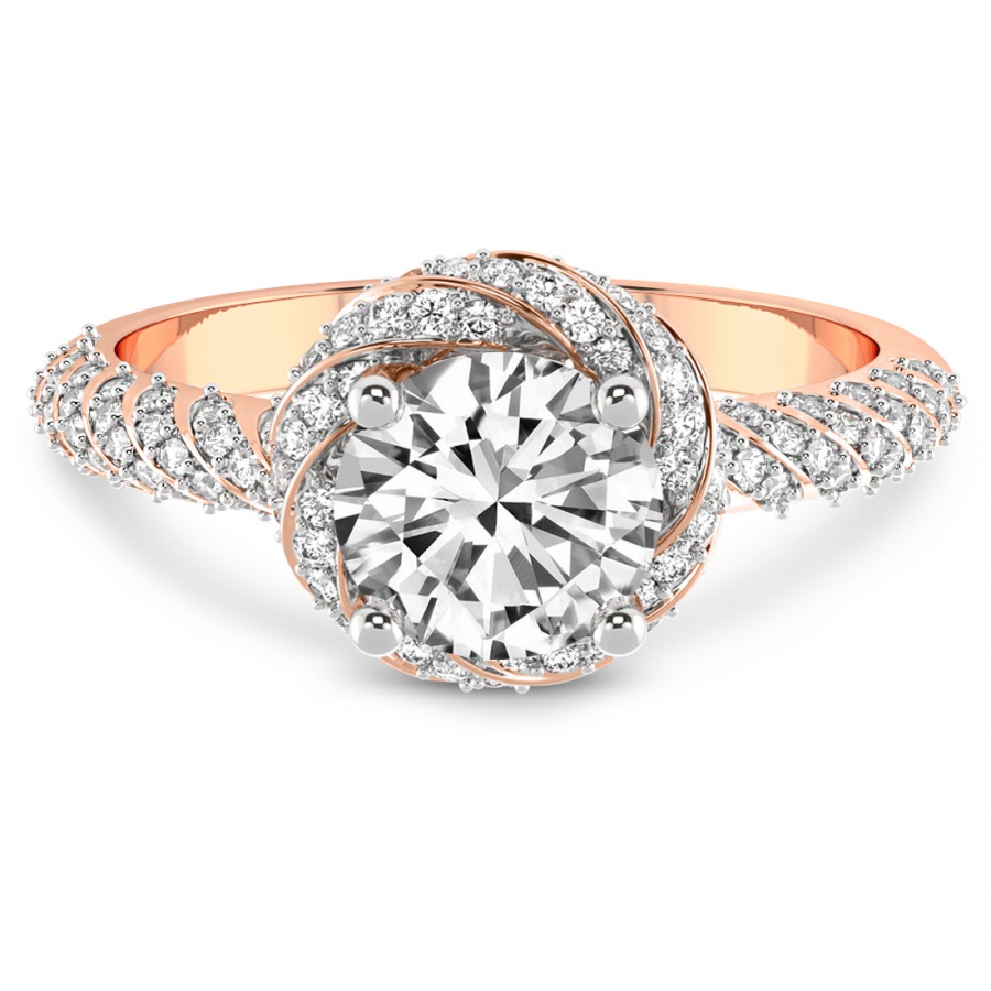 Entwined Love Halo Diamond Ring Front View