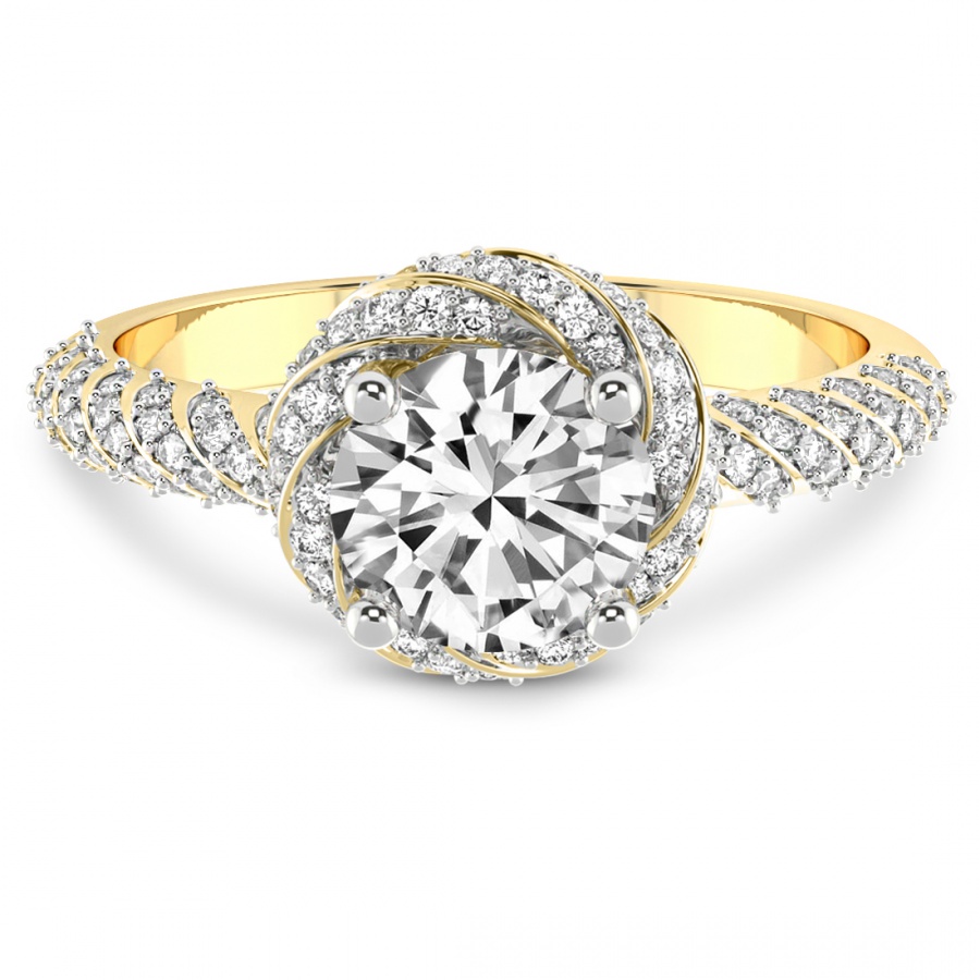 Entwined Love Halo Diamond Ring Front View