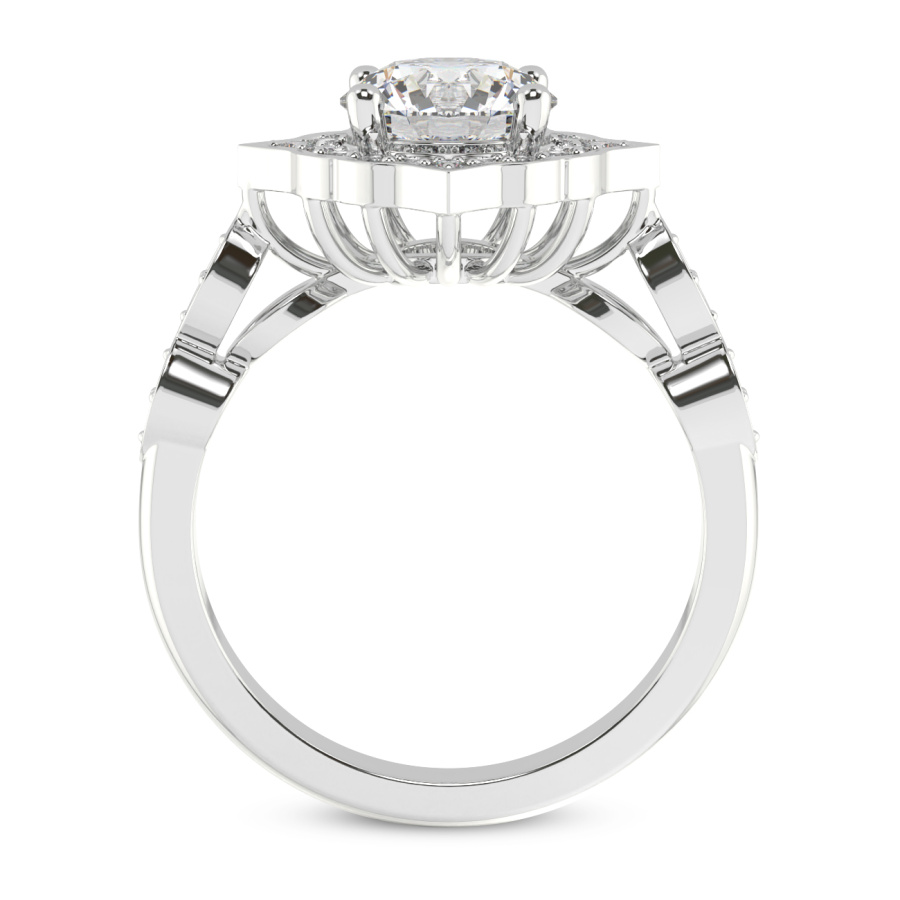 Melody Vintage Halo Diamond Ring Side View