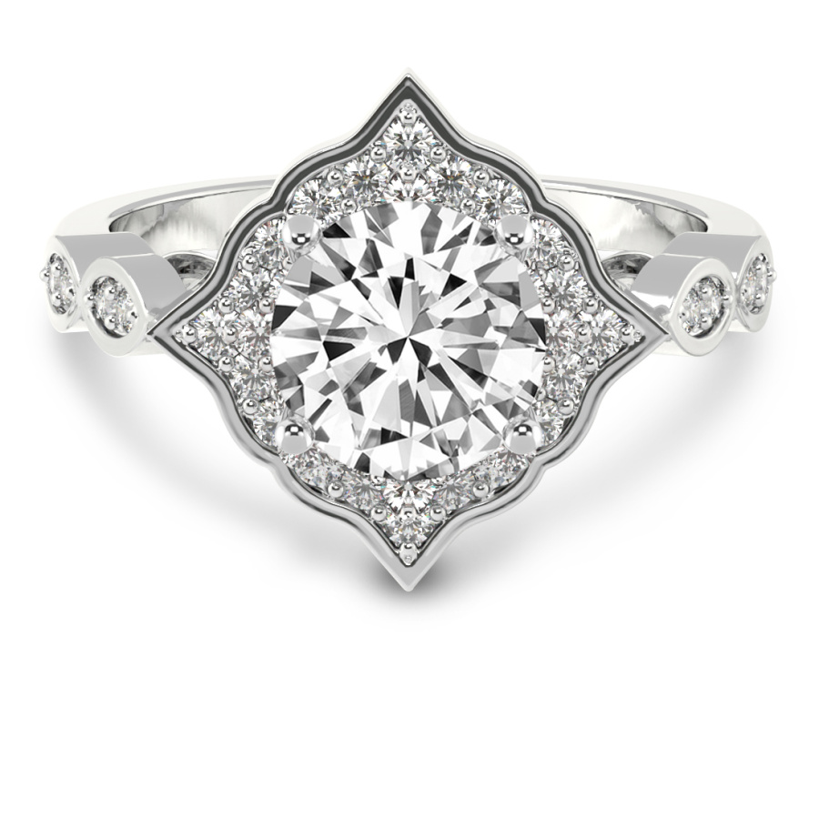 Melody Vintage Halo Diamond Ring Front View