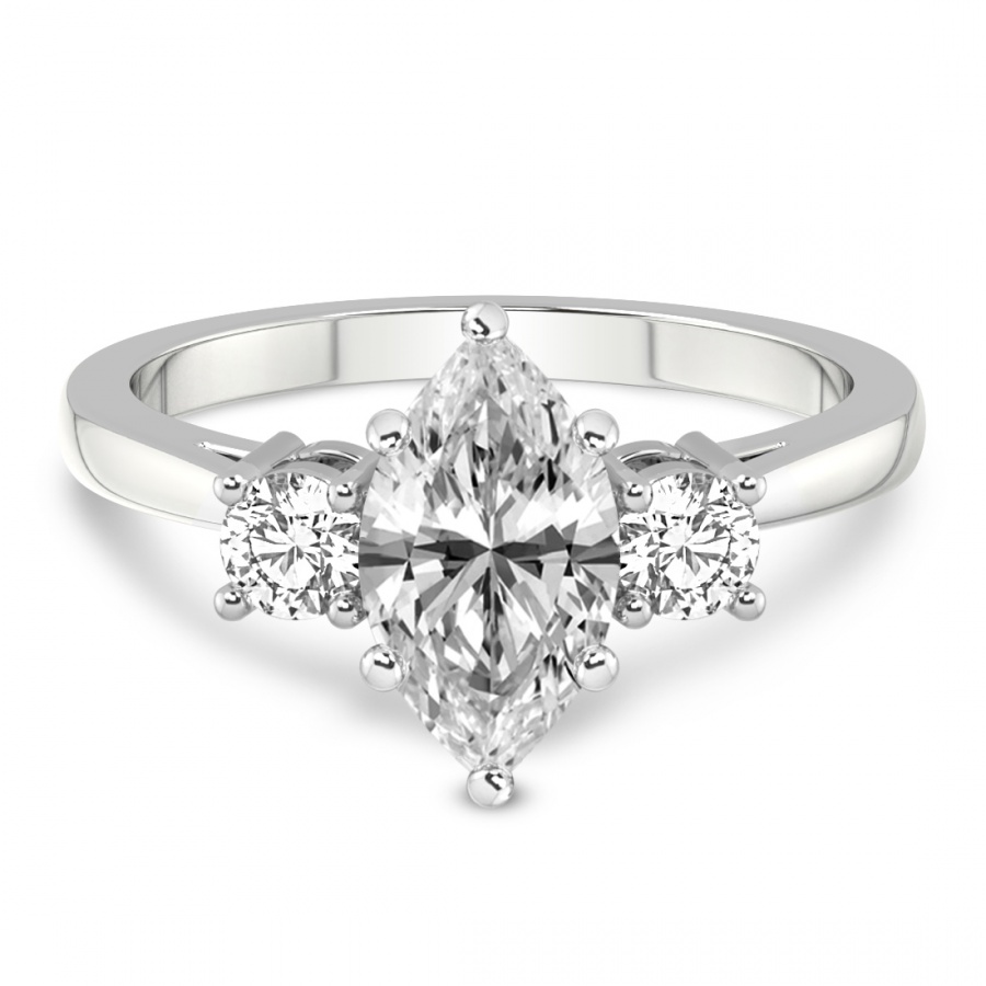 Intricacy Three stone Lab Diamond Ring front view