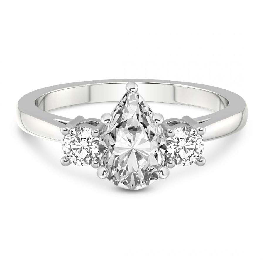 Intricacy Three stone Lab Diamond Ring front view