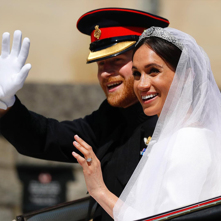 Meghan Markle Three stone Lab Diamond Ring front view