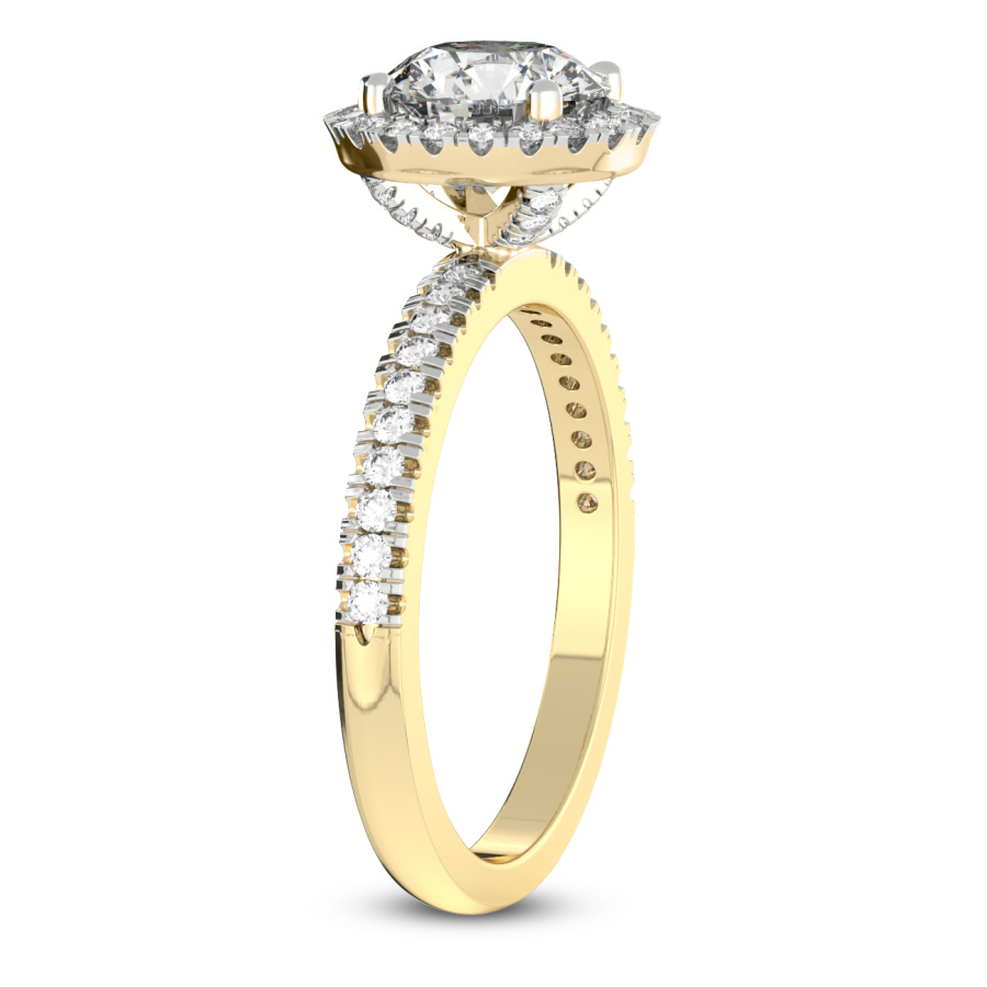 Elle Classic Halo Diamond Ring Side Left View