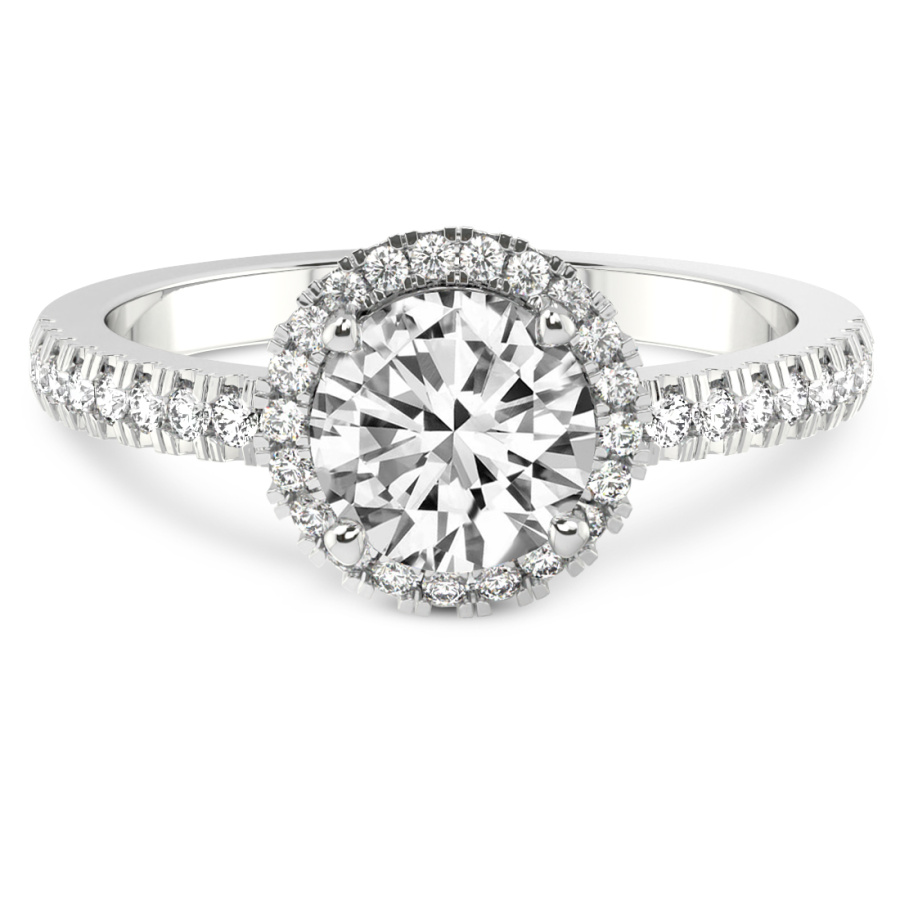 Elle Classic Halo Diamond Ring Front View