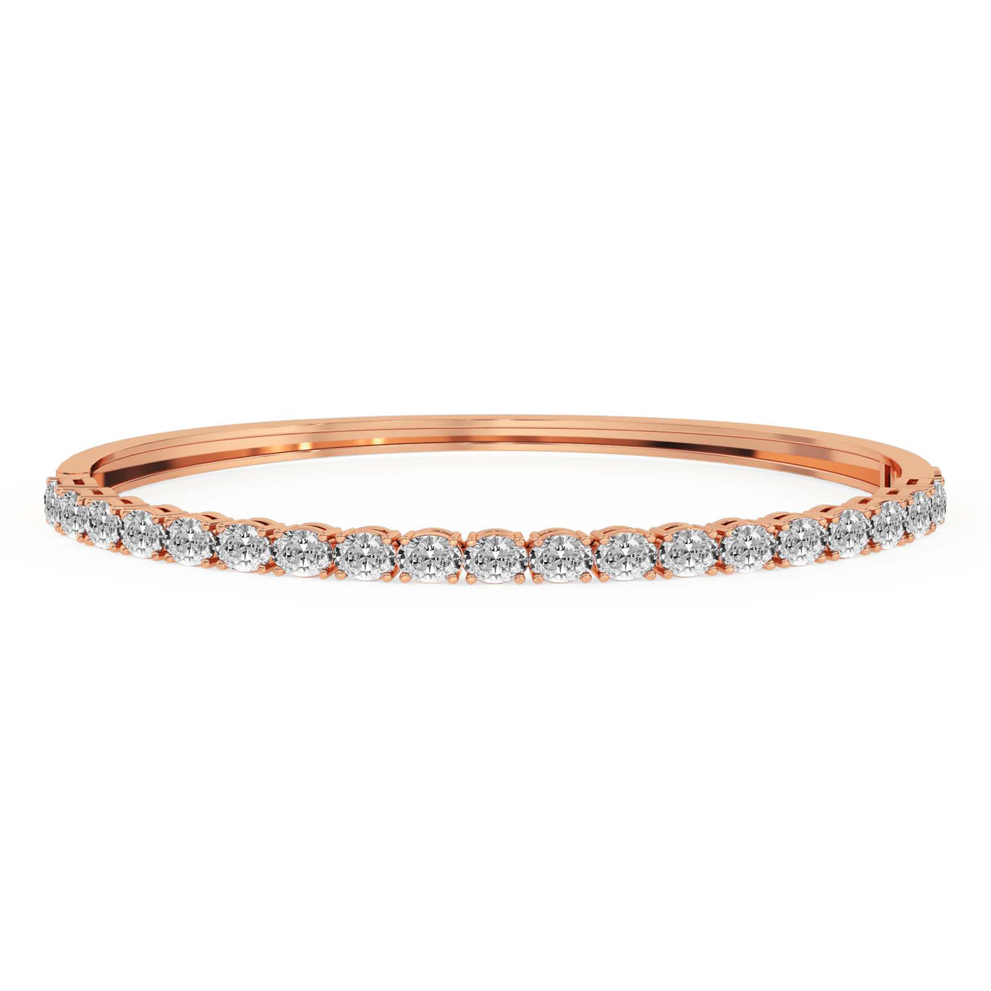 Oval Serenity Lab Diamond Openable Bangle Bracelet front view