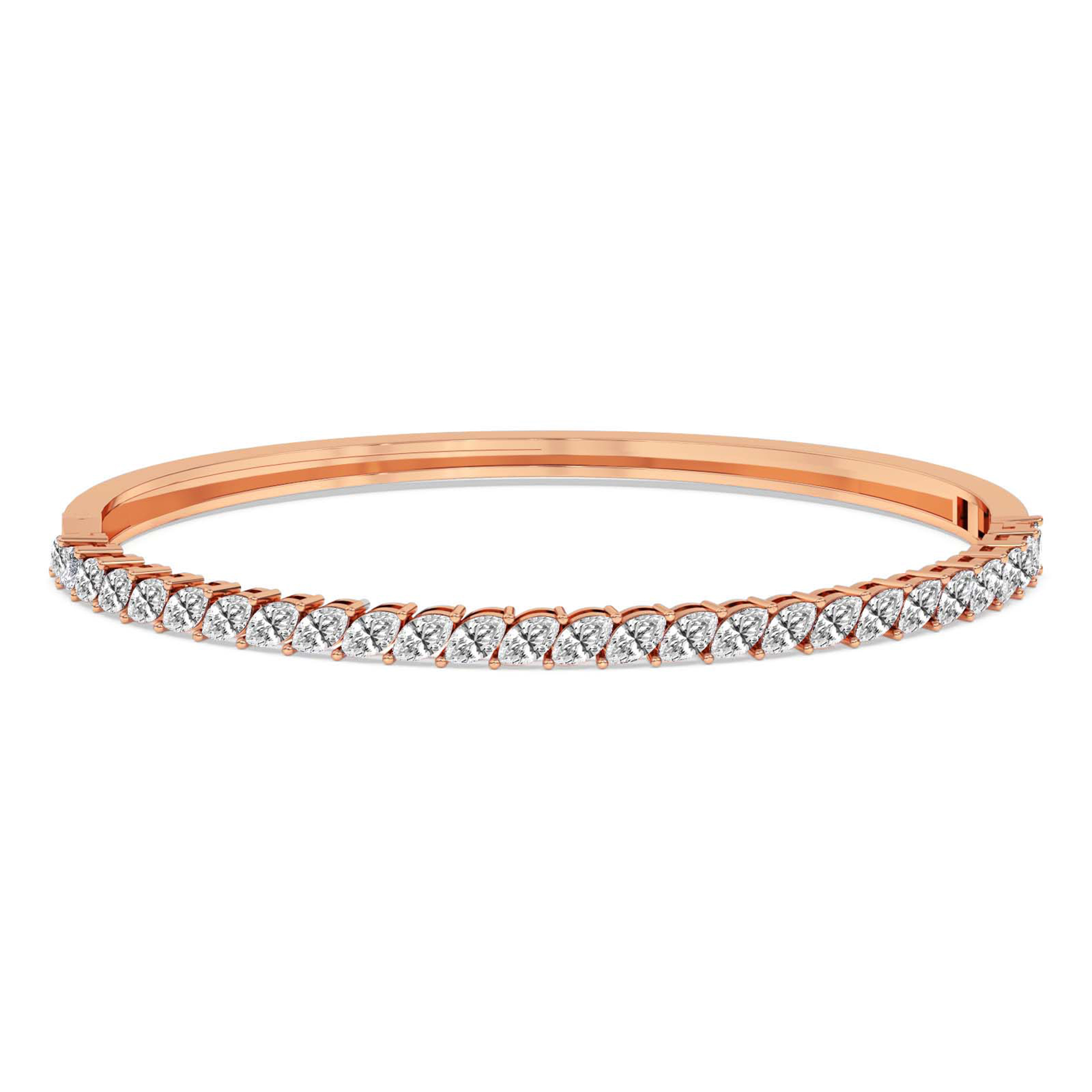 Tear of Light Marquise Lab Diamond Openable Bangle Bracelet front view