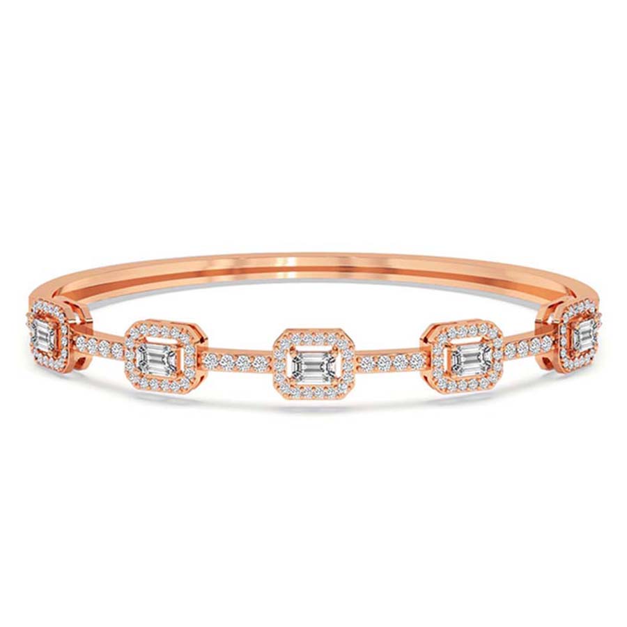 Emerald Embrace Lab Diamond Openable Bangle Bracelet front view