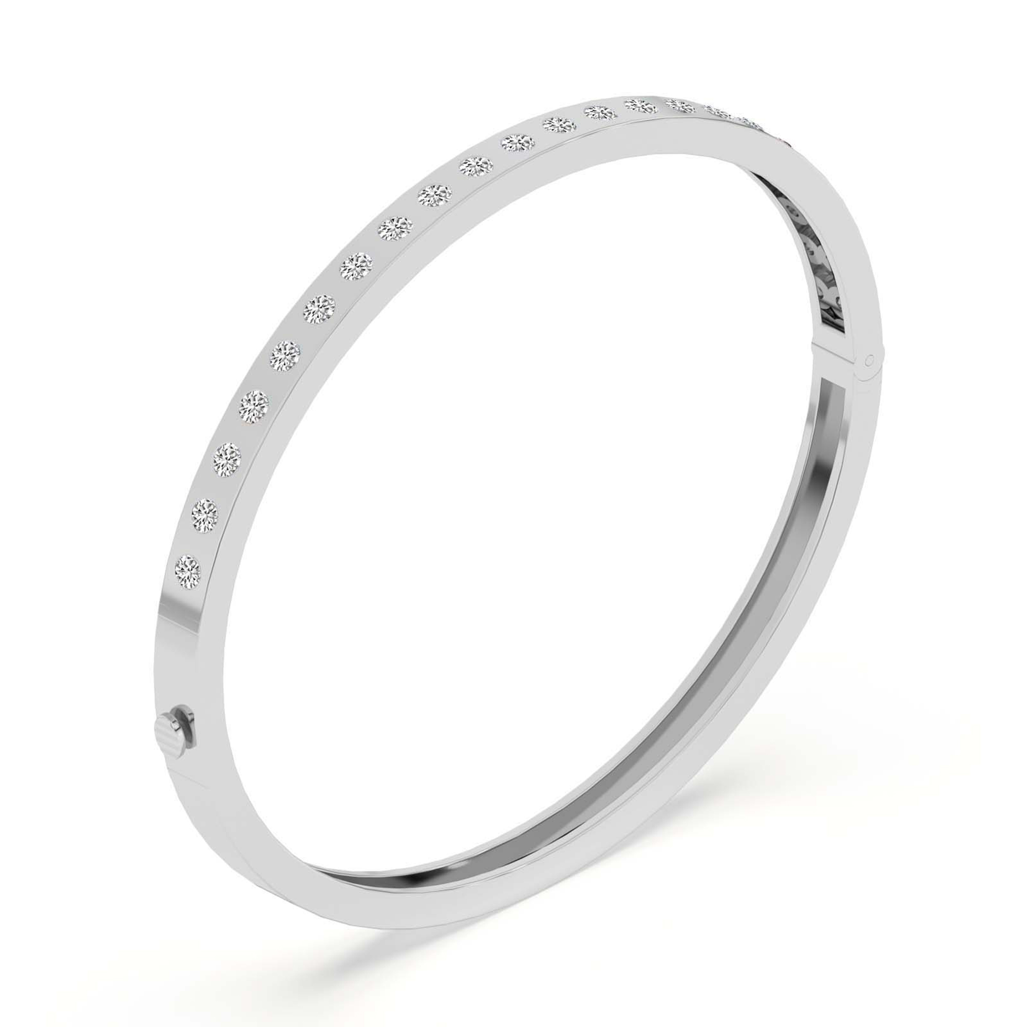 Round Glow Classic Lab Diamond Openable Bangle Bracelet left view