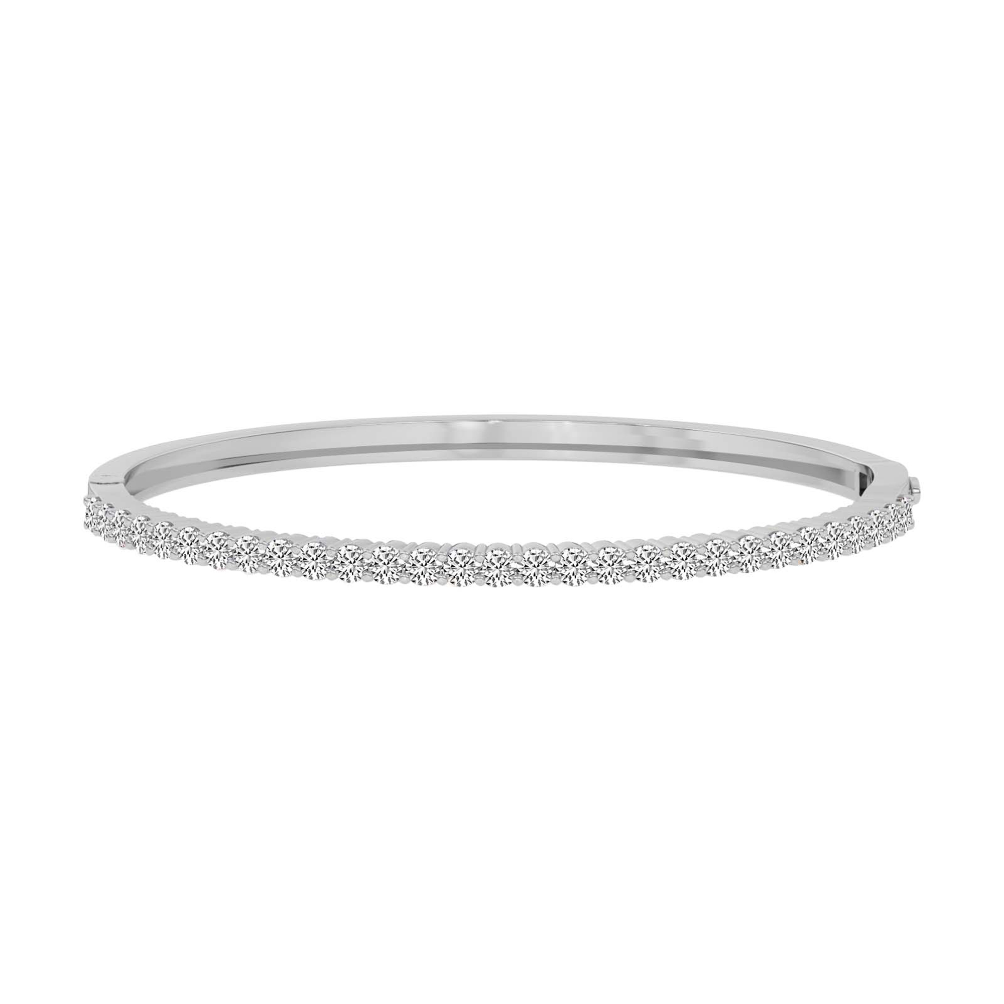 Round Embrace Lab Diamond Openable Bangle Bracelet front view