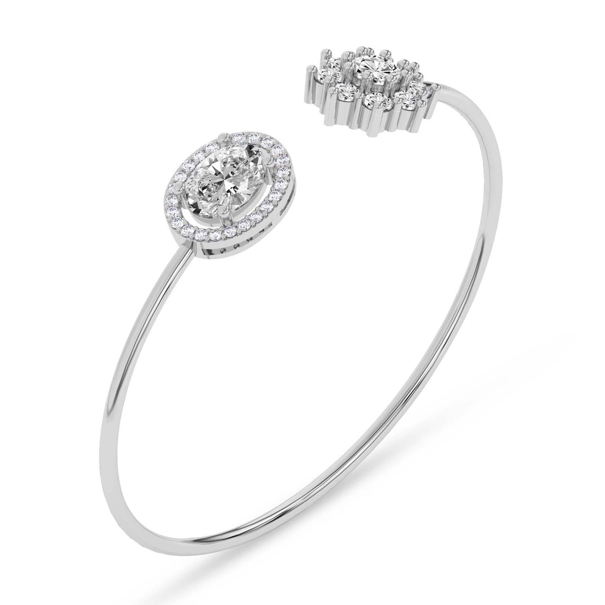 Liora Halo Flexi Lab Diamond Bangle Bracelet left view