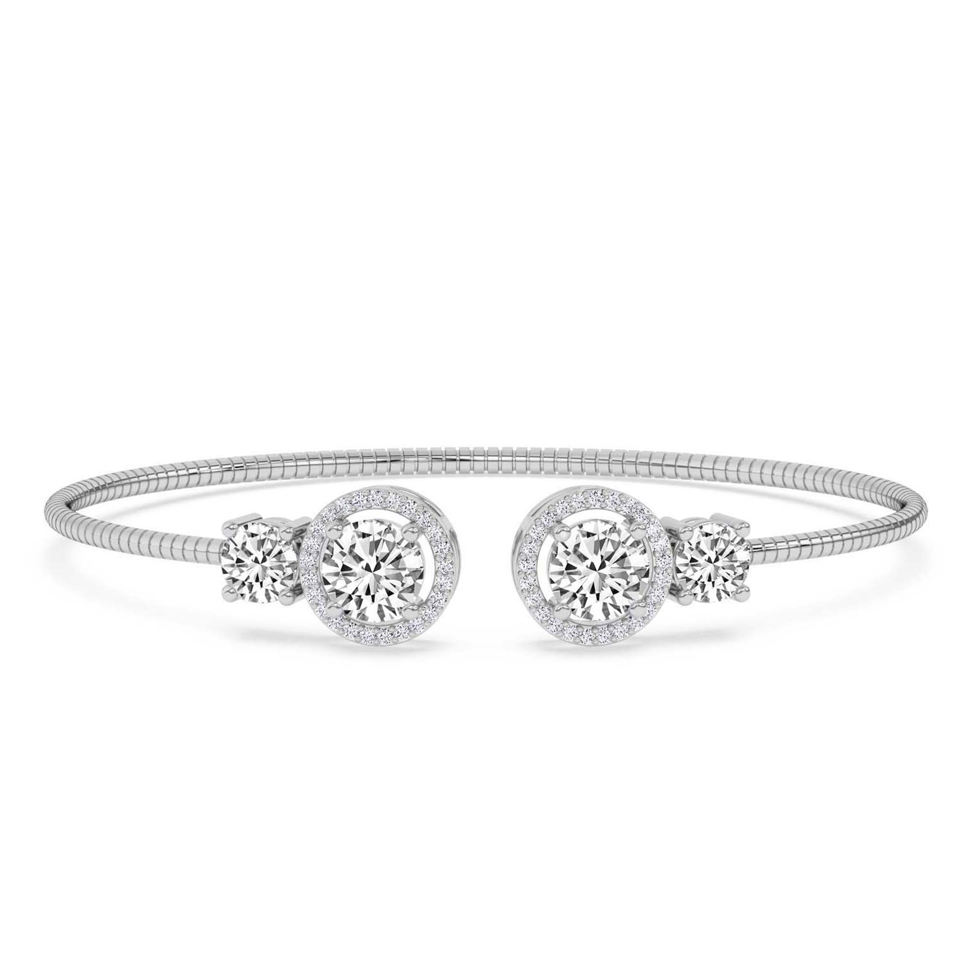 Seren Halo Flexi Lab Diamond Bangle Bracelet front view