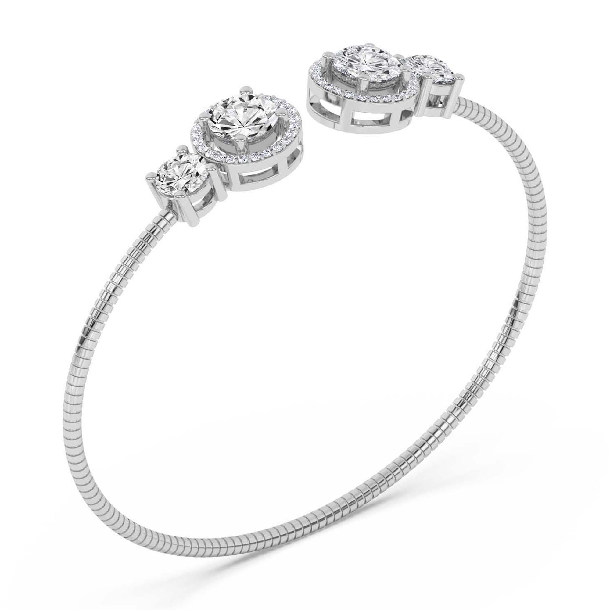 Seren Halo Flexi Lab Diamond Bangle Bracelet left view