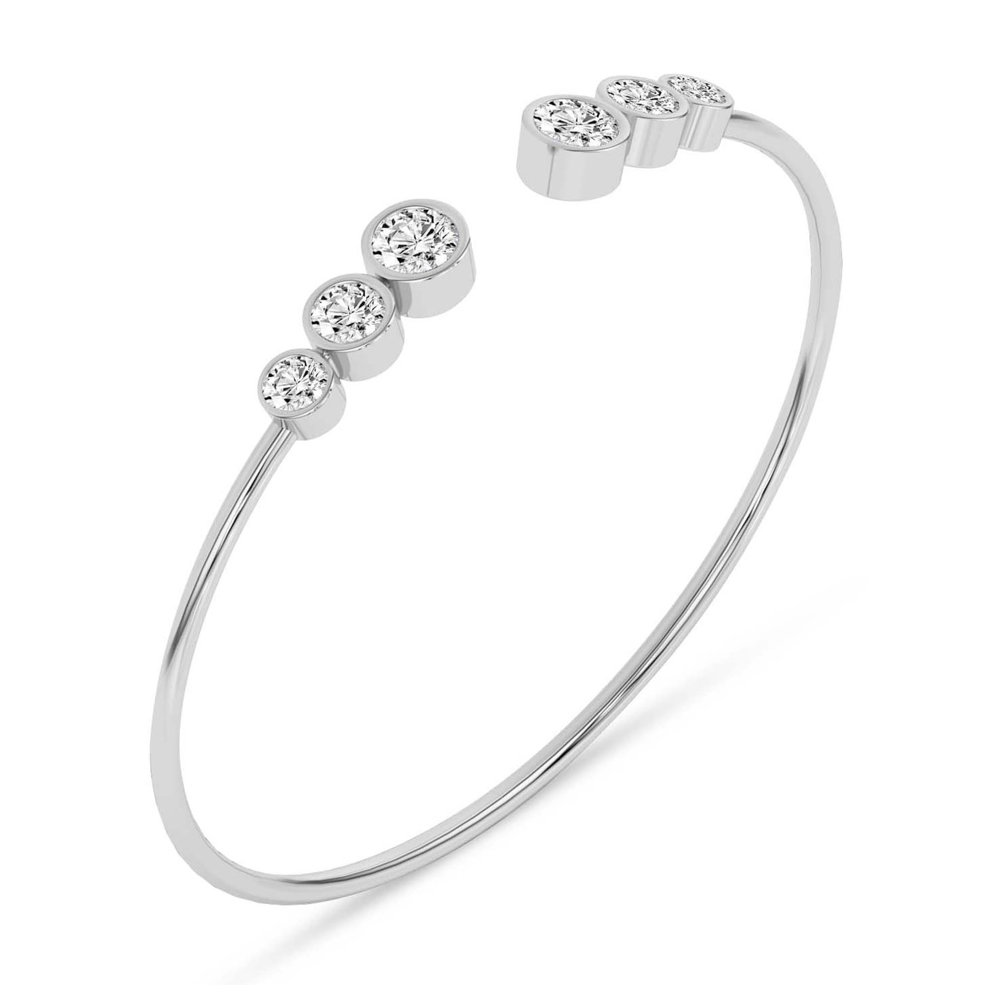 Lina Tapered Flexi Lab Diamond Bangle Bracelet left view